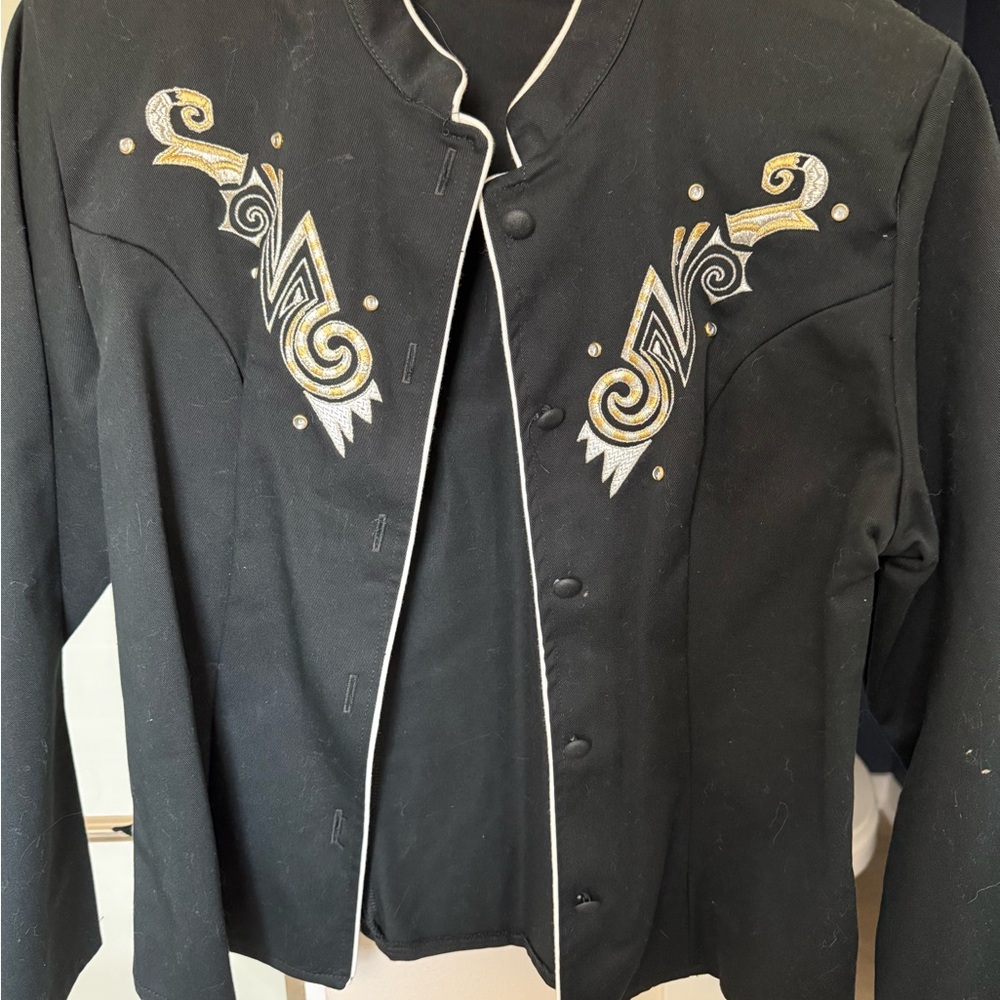 Black Embroidered Jacket with Gold and Silver Accents-vintage …western vibes